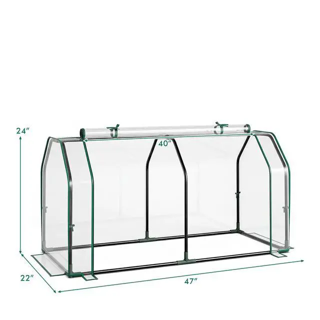 Alt view image 7 of 7 - SPORFIT Mini Greenhouse w/ PE Cover, Roll-Up Zipper Door, Clear