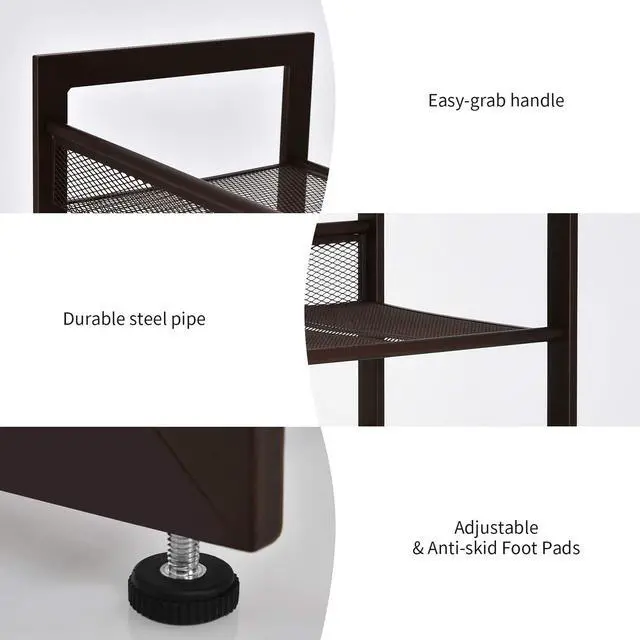 Alt view image 7 of 7 - BETTARY 4-Tier Metal Hollow Shoe Rack, Stackable Flat & Slant Adjustable Shoe Storage Stand, Space-Save Layered Shoes Shelf, Freestanding Shoes Storage Organizer for Bedroom Entryway Closet Hallway
