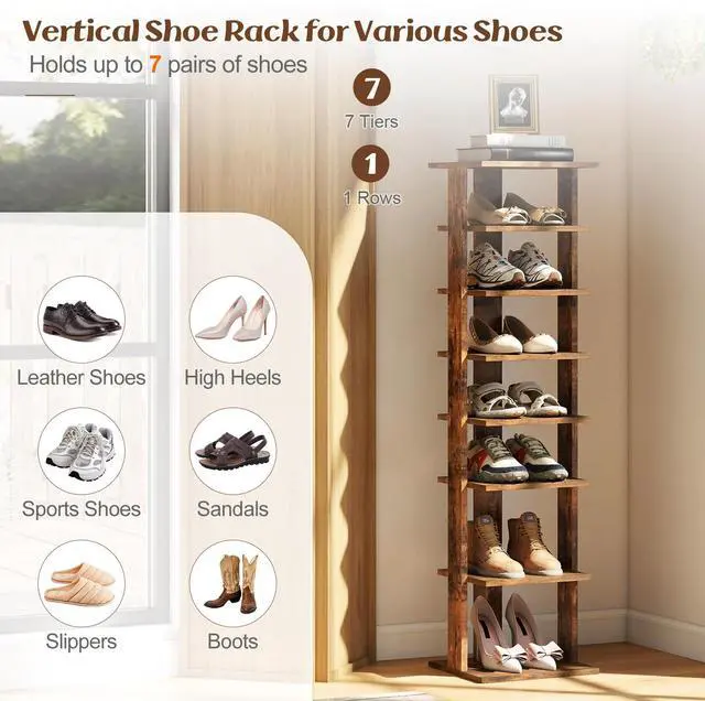 Alt view image 5 of 7 - SPORFIT 8-Tier Vertical Shoe Rack