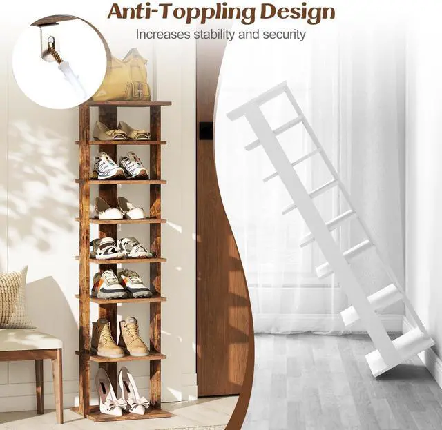 Alt view image 6 of 7 - SPORFIT 8-Tier Vertical Shoe Rack