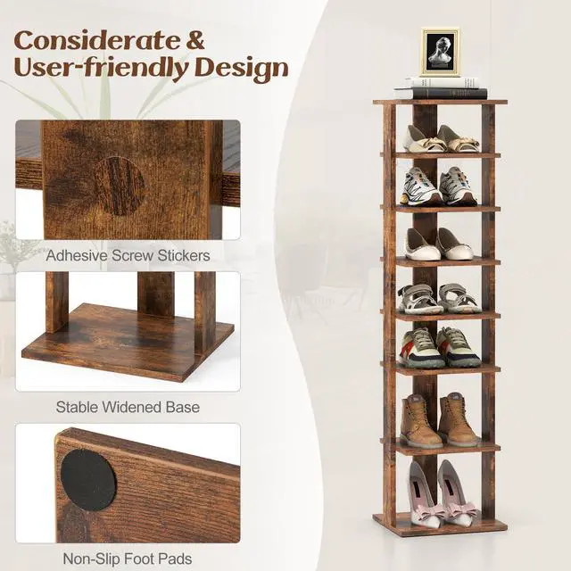Alt view image 7 of 7 - SPORFIT 8-Tier Vertical Shoe Rack