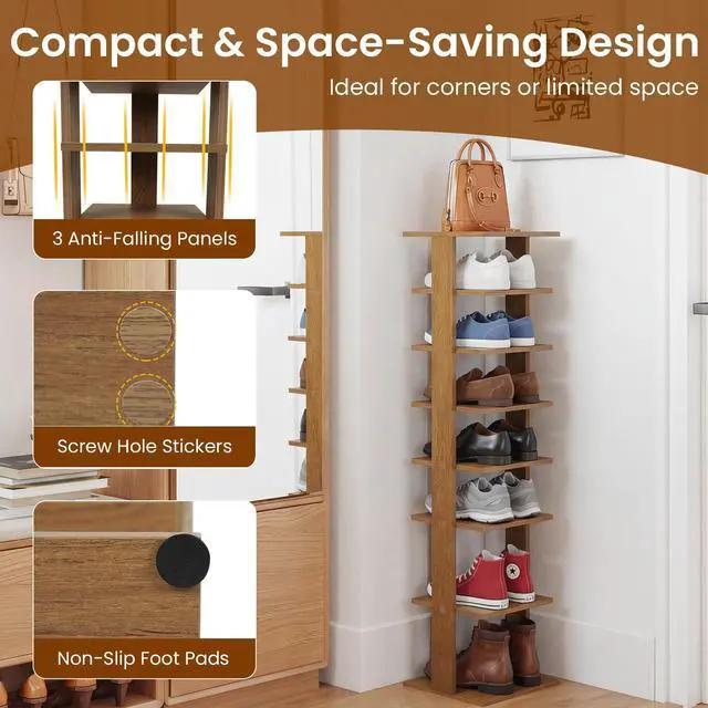 Alt view image 3 of 7 - SPORFIT 8-Tier Vertical Shoe Rack