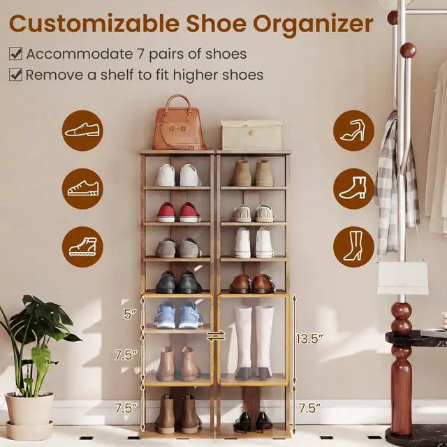 Alt view image 4 of 7 - SPORFIT 8-Tier Vertical Shoe Rack
