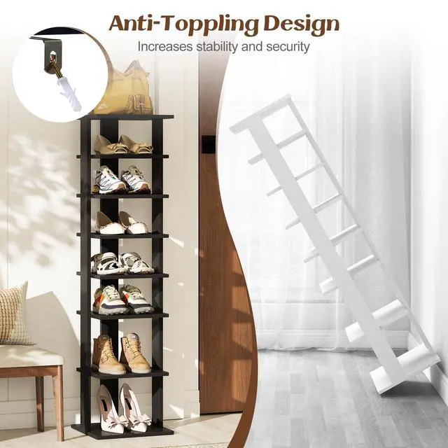 Alt view image 6 of 7 - SPORFIT 8-Tier Vertical Shoe Rack