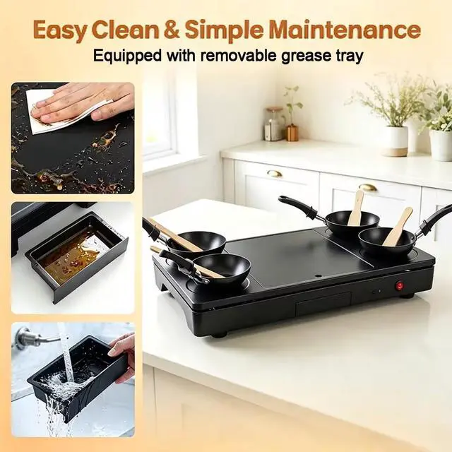 Alt view image 5 of 7 - ARLIME Raclette Table Grill for 4 People, 1000W Indoor Electric Griddle