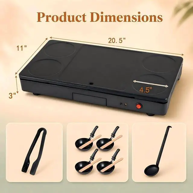 Alt view image 7 of 7 - ARLIME Raclette Table Grill for 4 People, 1000W Indoor Electric Griddle