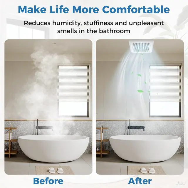 Alt view image 6 of 7 - ARLIME Bathroom Exhaust Fan, 80 CFM Ceiling Mount Exhaust Ventilation Fan