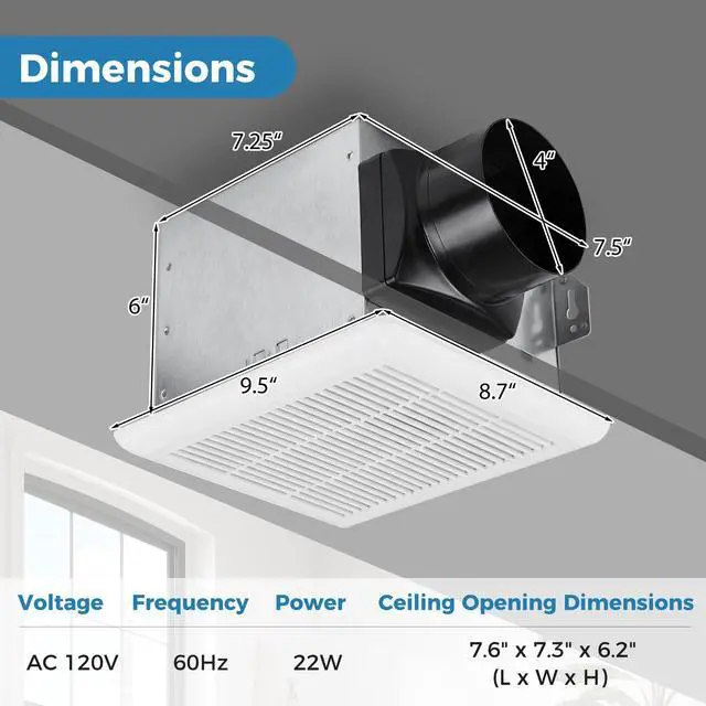 Alt view image 7 of 7 - ARLIME Bathroom Exhaust Fan, 80 CFM Ceiling Mount Exhaust Ventilation Fan