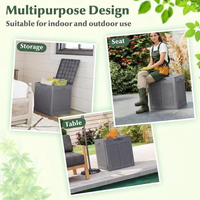 Alt view image 5 of 7 - SPORFIT Large Outdoor Storage Box w/Lid, Handles, Light Gray, 39 Gallon