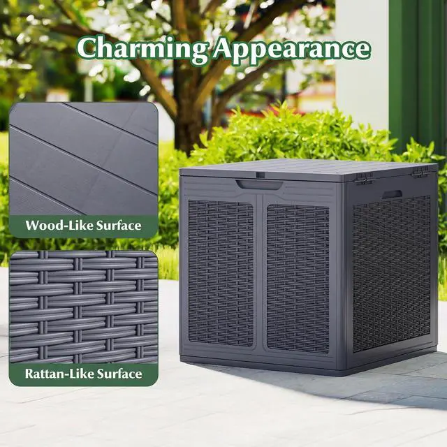 Alt view image 4 of 7 - SPORFIT Large Outdoor Storage Box w/Lid, Handles, Light Gray, 39 Gallon