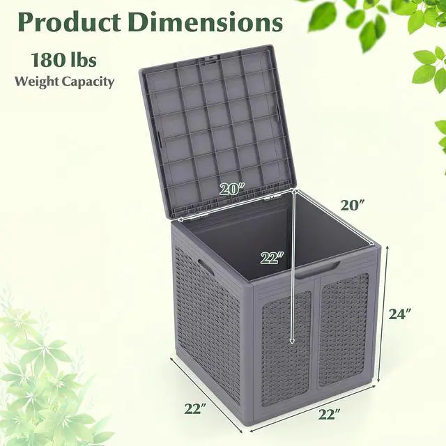 Alt view image 7 of 7 - SPORFIT Large Outdoor Storage Box w/Lid, Handles, Light Gray, 39 Gallon