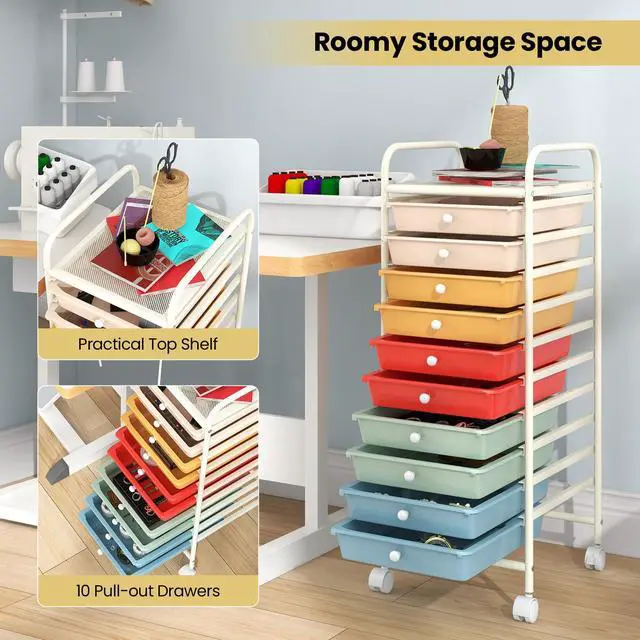Alt view image 4 of 7 - ARLIME 10-Drawer Storage Cart, 10 Drawer Trolley