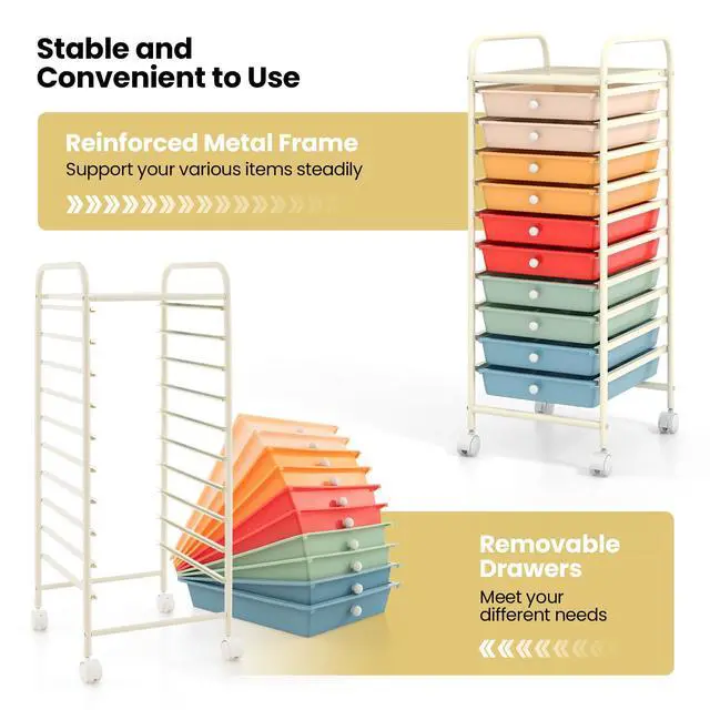 Alt view image 5 of 7 - ARLIME 10-Drawer Storage Cart, 10 Drawer Trolley