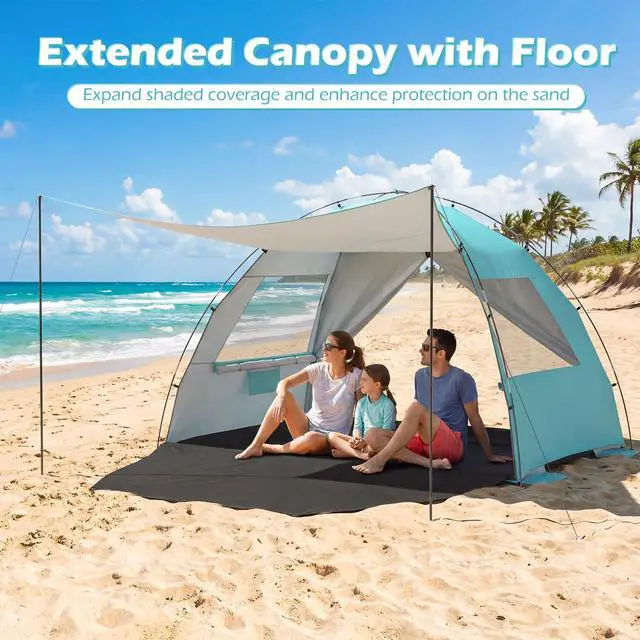Alt view image 2 of 7 - SPORFIT Beach Tent Sun Shelter, UPF50+, Blue (3-4 Person)