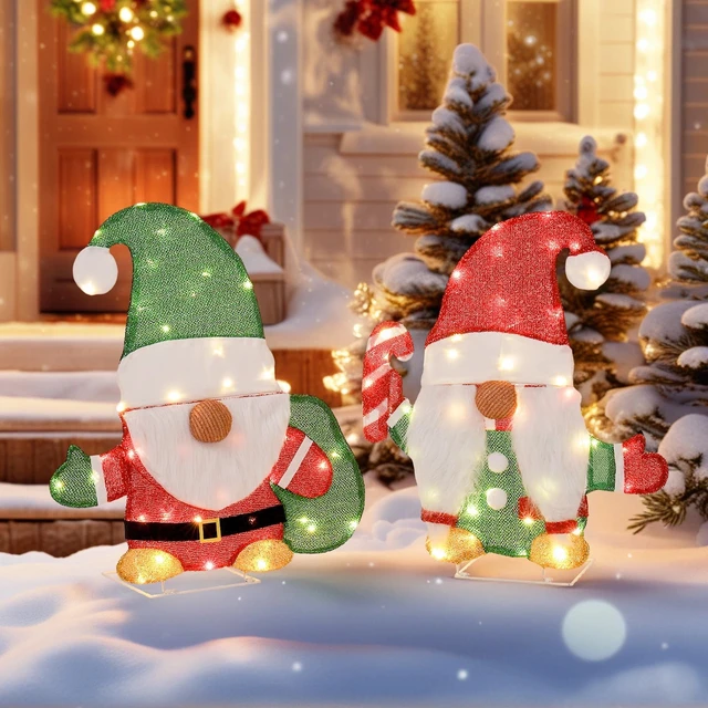 Alt view image 2 of 7 - Christmas Gnome, Candy Cane Decorations with LED Light for Holiday Party Deor