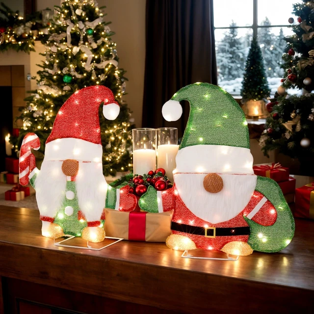 Alt view image 3 of 7 - Christmas Gnome, Candy Cane Decorations with LED Light for Holiday Party Deor