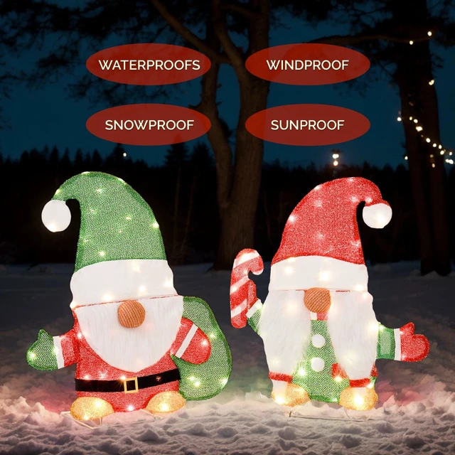 Alt view image 4 of 7 - Christmas Gnome, Candy Cane Decorations with LED Light for Holiday Party Deor