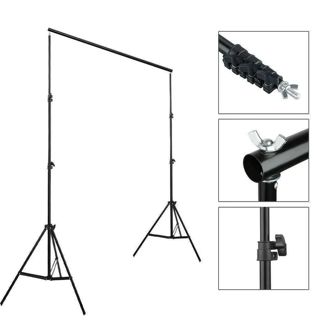 Alt view image 7 of 7 - Photography Photo Background Backdrop Support Stand Kit 2*3m/6.5*10ft Black