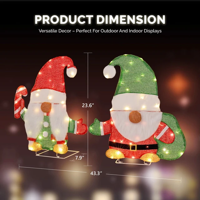 Alt view image 6 of 7 - Christmas Gnome, Candy Cane Decorations with LED Light for Holiday Party Deor