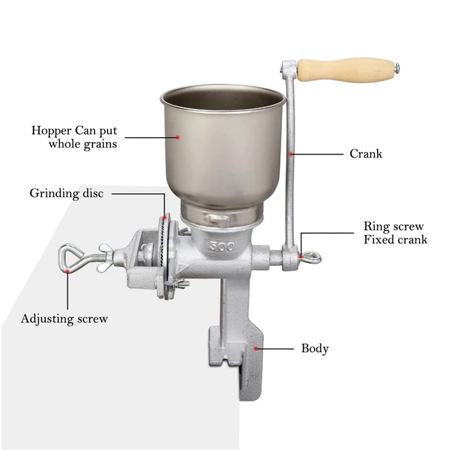 Alt view image 7 of 7 - Manual Corn Grinder Flour Maker Wheat Grain Nut Nut Mill Crank Labor-saving Cast
