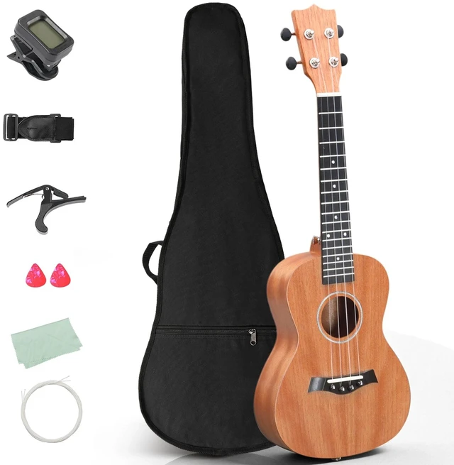 Main image of 21-Inch Ukulele Soprano Mahogany Beginner Kit With Gig Bag, Strap Picks Tuner