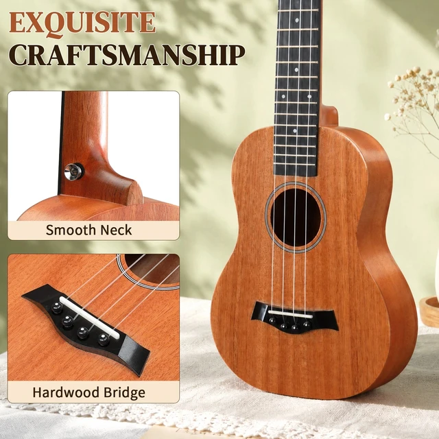 Alt view image 2 of 7 - 21-Inch Ukulele Soprano Mahogany Beginner Kit With Gig Bag, Strap Picks Tuner