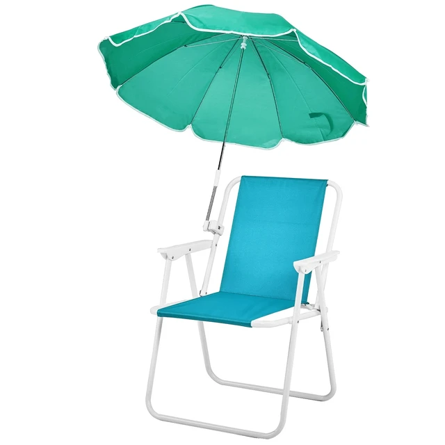 Alt view image 4 of 7 - Beach Chair with Umbrella Portable Folding 1PCS Mint Green Color 265 LBS Outdoor