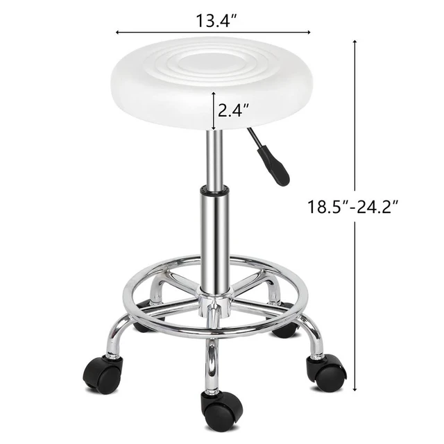 Alt view image 5 of 7 - Adjustable Salon Stool Rolling Massage Chair Tattoo Facial Spa Furniture w/Wheel