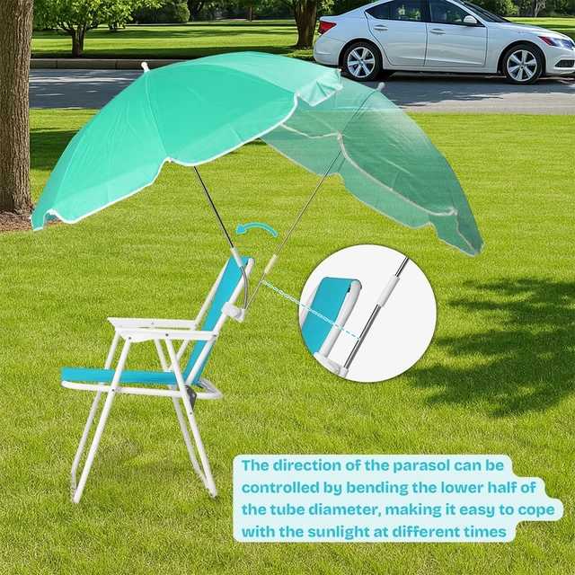 Alt view image 5 of 7 - Beach Chair with Umbrella Portable Folding 1PCS Mint Green Color 265 LBS Outdoor