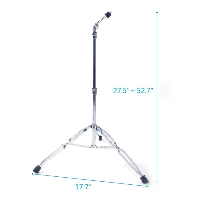 Alt view image 4 of 7 - Glarry Straight Drum Cymbal Stand Double Braced Chrome Adjustable Height