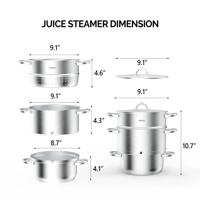 Alt view image 4 of 7 - Universal Stainless Steel Steam Juice Extractor, 4.5 Quart for All Stovetops New