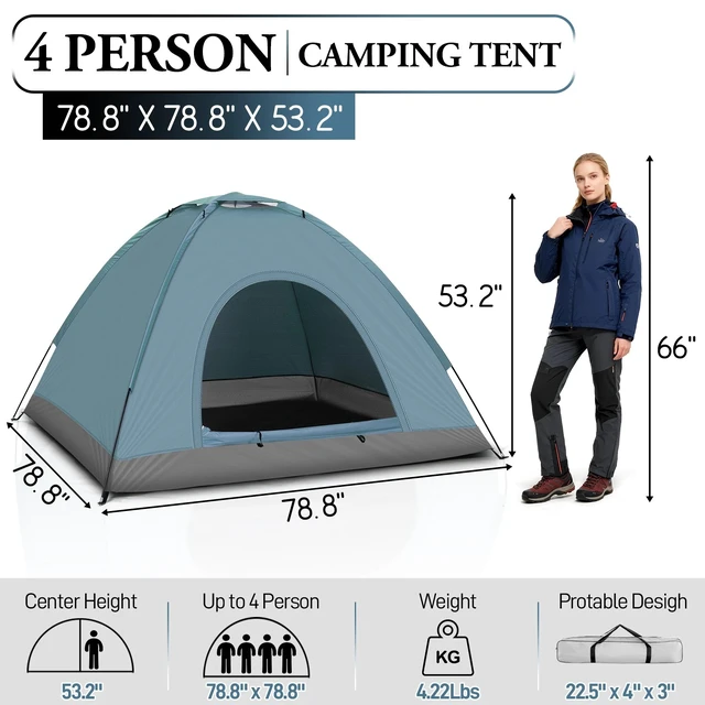 Alt view image 4 of 7 - Outdoor Portable Waterproof Hiking 3-4Person Camping ActivityDome Tentw/Bag