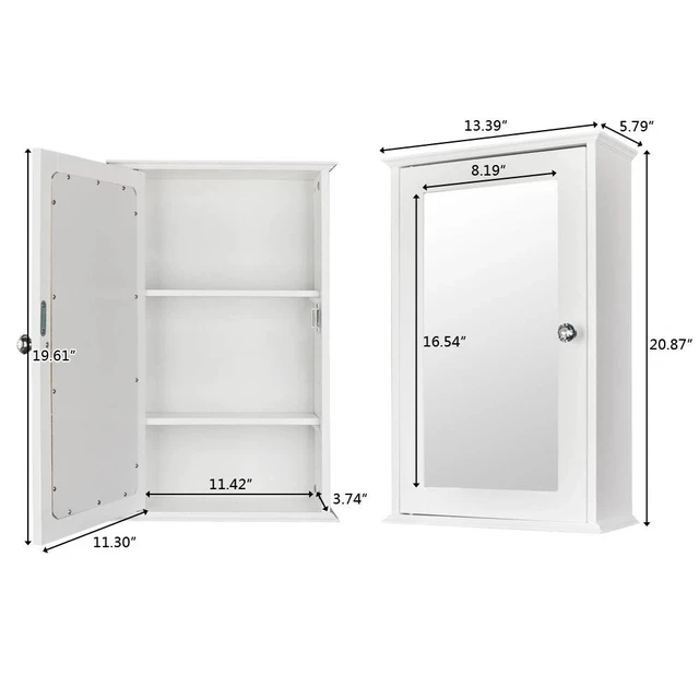 Alt view image 5 of 7 - Wall Mount Bathroom Cabinet Storage Medicine Cabinet Kitchen Laundry Cupboard