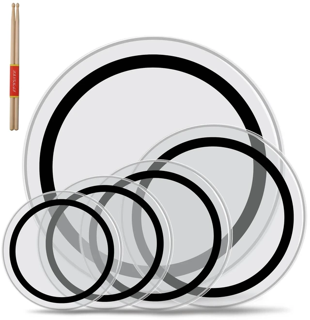 Main image of 5 PCS Drum Head Pack Standard - 22", 16", 14", 13", 12" With Drumsticks