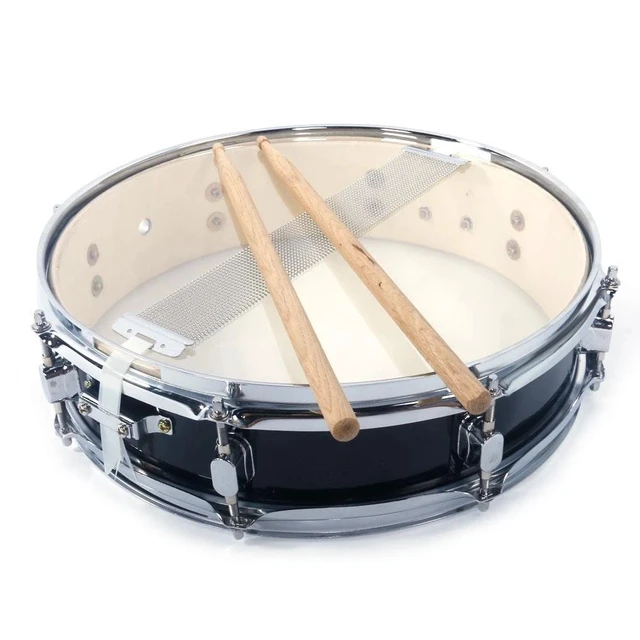 Alt view image 3 of 7 - New 13"x3.5" Acoustic Single Drums Snare Drumstick Set Metal & Poplar Wood Black
