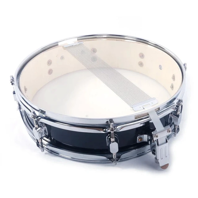 Alt view image 4 of 7 - New 13"x3.5" Acoustic Single Drums Snare Drumstick Set Metal & Poplar Wood Black