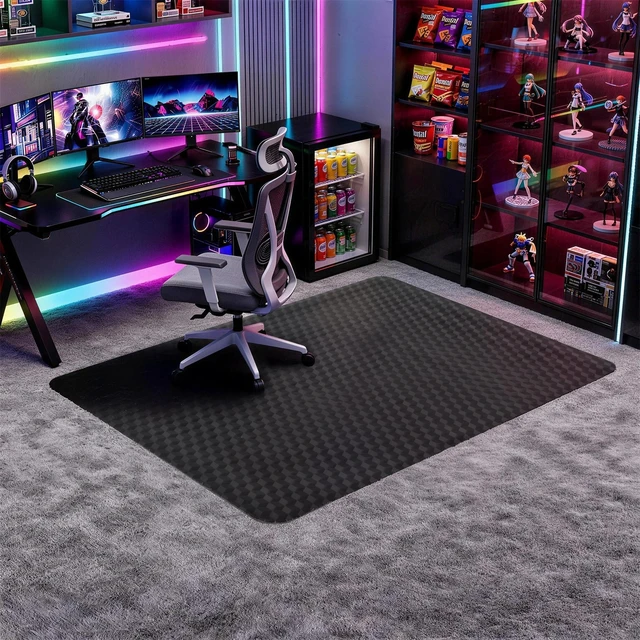 Alt view image 3 of 7 - 48 Inch 3D Geometric Chair Mat with Nails for Carpet Protection in Office & Home