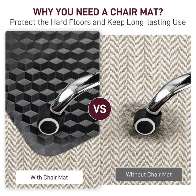 Alt view image 5 of 7 - 48 Inch 3D Geometric Chair Mat with Nails for Carpet Protection in Office & Home