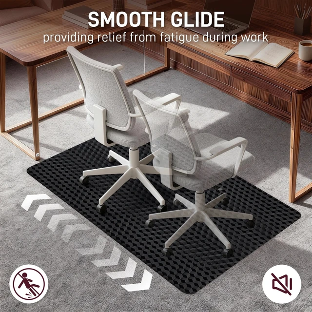 Alt view image 7 of 7 - 48 Inch 3D Geometric Chair Mat with Nails for Carpet Protection in Office & Home