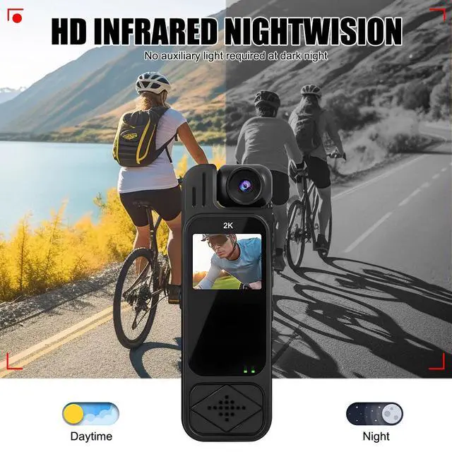 Alt view image 4 of 7 - 2K Mini Police Body Camera 180° HD Video Audio Recorder Pocket Night Vision Cam