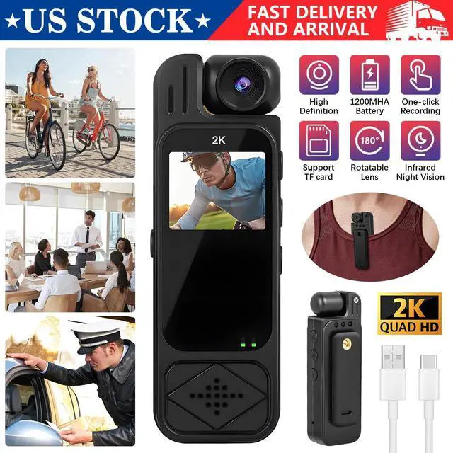 Main image of 2K Mini Police Body Camera 180° HD Video Audio Recorder Pocket Night Vision Cam