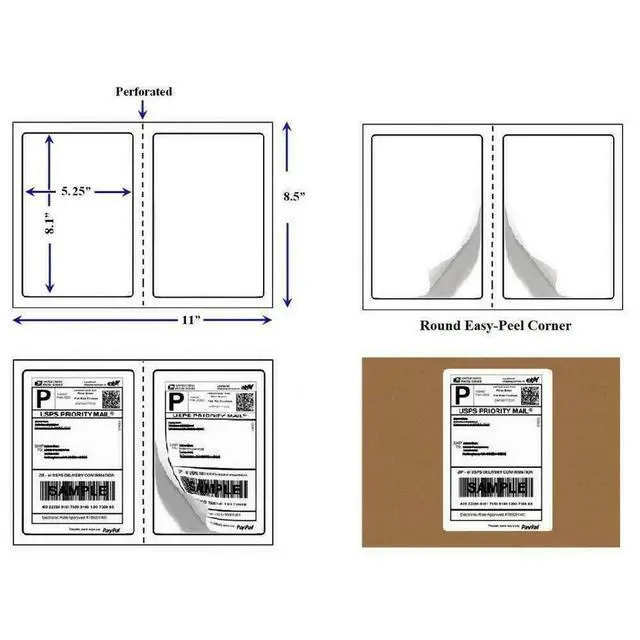 Alt view image 7 of 7 - 1000 8.5" X 5.5" Half Sheet Self Adhesive Premium Round Corner Shipping Labels