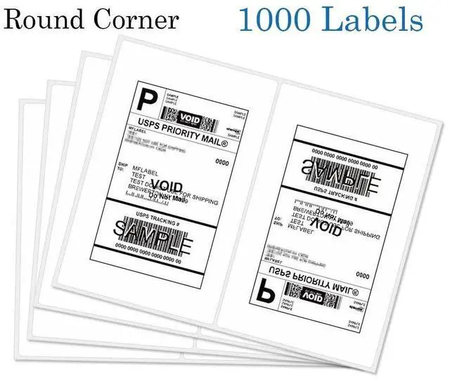 Main image of 1000 8.5" X 5.5" Half Sheet Self Adhesive Premium Round Corner Shipping Labels