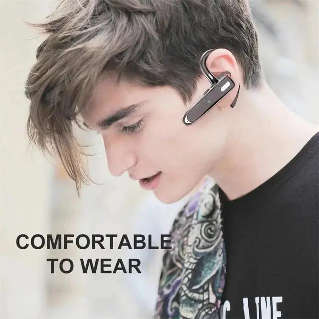 Alt view image 2 of 7 - Trucker Wireless Headset Bluetooth 5.3 Earpiece Dual Mic Earbud Noise Cancelling