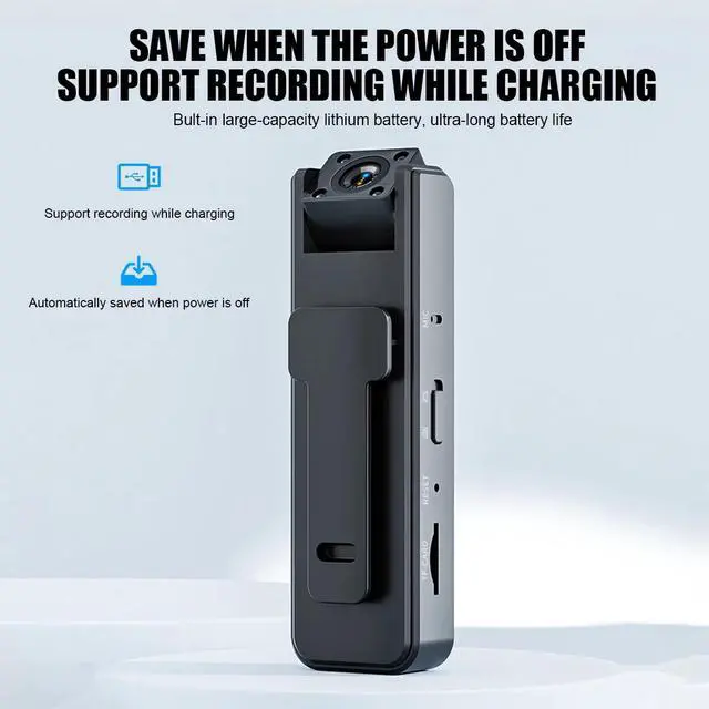 Alt view image 6 of 7 - HD Mini Police Body Camera 1080P Video Audio Recorder Pocket Night Vision Cam