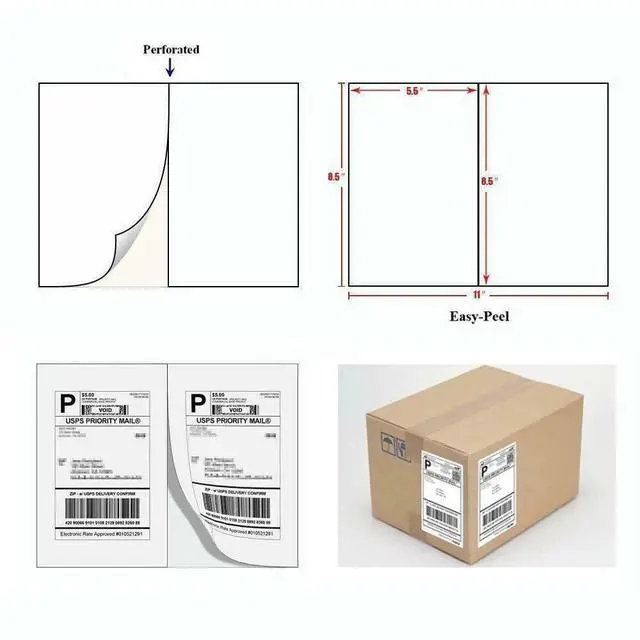 Alt view image 5 of 7 - 200 Shipping Labels 8.5x5.5 Self Adhesive 2 Per Sheet for Laser &Inkjet Printers