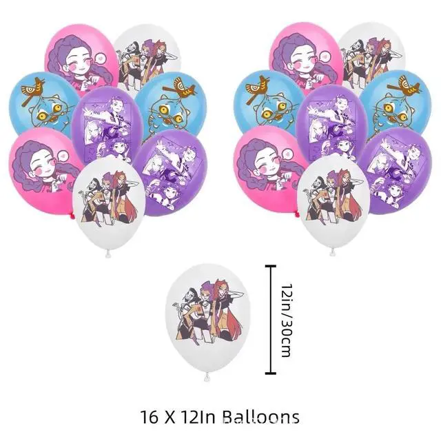 Alt view image 5 of 6 - KPOP Hunters Birthday Party Supplies Set Balloons Cake Toppers Banner Backdrop