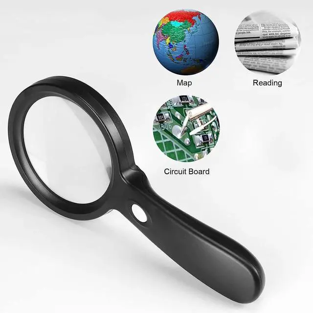 Alt view image 6 of 7 - 10X Magnifying Glass Light Jumbo Handheld Magnifier Large LED Illuminated Lens