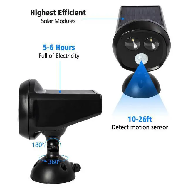 Alt view image 5 of 7 - LED Solar Flood Light Motion Sensor Security Spot Wall Street Yard Outdoor Lamp