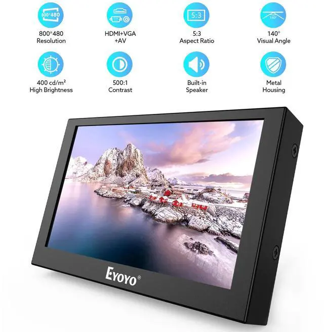 Alt view image 2 of 7 - 5" Mini Monitor LCD Screen Display USB/HDMI /VGA/AV Input Interface 5 inch Monitor 800x480